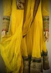 Yellow/Maroon Embroidered Long Kurti