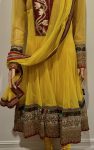 Yellow/Maroon Embroidered Long Kurti