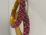 Pink/white stone bangle set