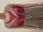 Pink/Grey Ambre flared salwar-Sleeveless