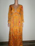 Saffron Radiance: Handcrafted Heritage Gown